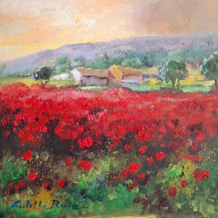 Painting Campo de Amapolas by Cabello Ruiz Jose | Painting Figurative Oil Landscapes, Pop icons