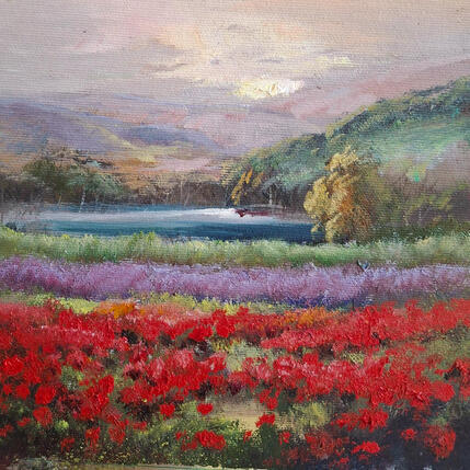 Painting La paz de la tarde by Cabello Ruiz Jose | Painting Figurative Oil Landscapes, Pop icons