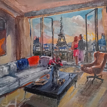 Painting Soleil couchant sur la tour Eiffel by Degabriel Véronique | Painting