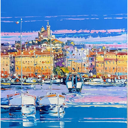 Painting César, Le Ferry Boat, Marseille by Corbière Liisa | Painting Figurative Oil Landscapes