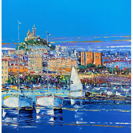 Painting Bonne Mère et St-Victor, Marseille by Corbière Liisa | Painting Figurative Oil Landscapes