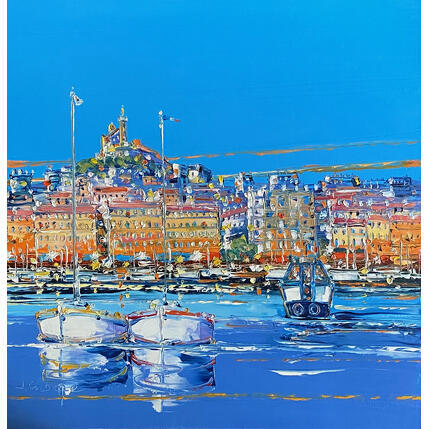 Peinture Croisière en Ferry Boat par Corbière Liisa | Tableau Figuratif Huile Paysages