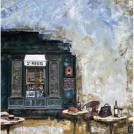 Peinture Le café de Li'île par Romanelli Karine | Tableau Figuratif Acrylique, Collage