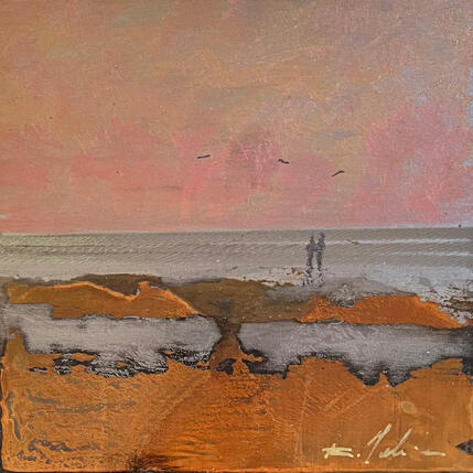 Peinture Coucher de soleil par Mahieu Bertrand | Tableau Figuratif Métal Paysages