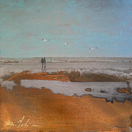 Gemälde À la plage von Mahieu Bertrand | Gemälde Figurativ Metall Landschaften