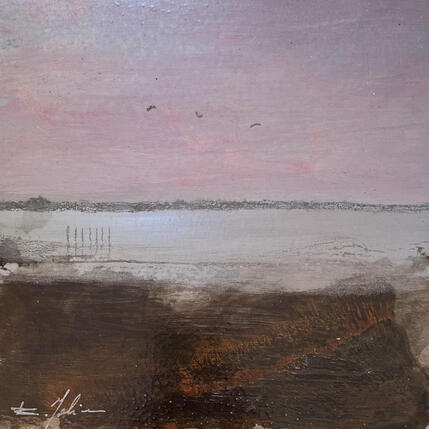 Gemälde Soir aux salins von Mahieu Bertrand | Gemälde Figurativ Metall Landschaften, Pop-Ikonen