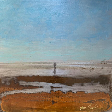 Peinture Couple plage des 3 digues  par Mahieu Bertrand | Tableau
