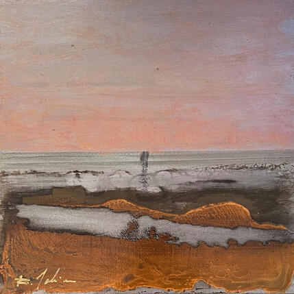 Painting Nocturne  by Mahieu Bertrand | Painting Figurative Metal Landscapes, Pop icons
