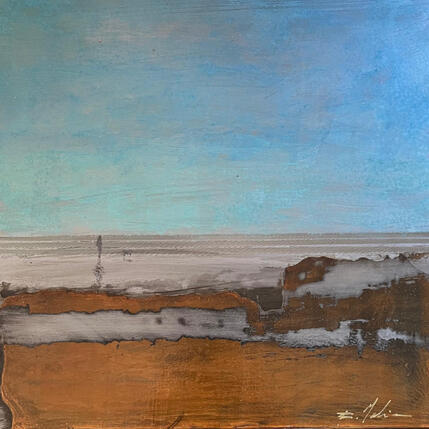 Painting Promenade à la plage  by Mahieu Bertrand | Painting Figurative Metal Landscapes