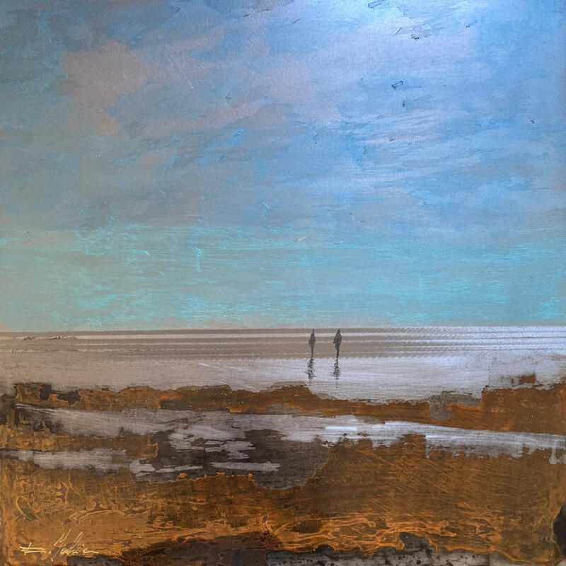 Painting À la plage by Mahieu Bertrand | Painting Figurative Landscapes Metal