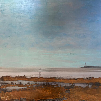 Peinture La jetée  par Mahieu Bertrand | Tableau Figuratif Métal Paysages