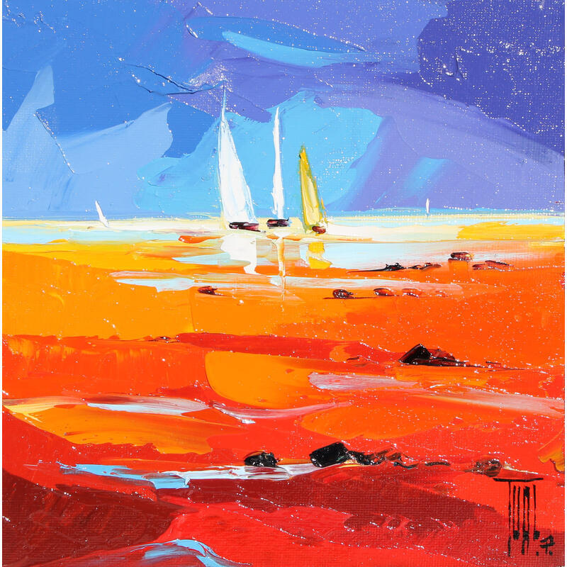 Painting Voiliers au large by Tual Pierrick | Painting