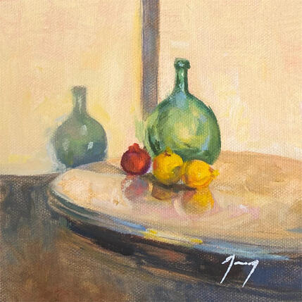 Painting Sur la petite table by Jung François | Painting Figurative Oil Still-life