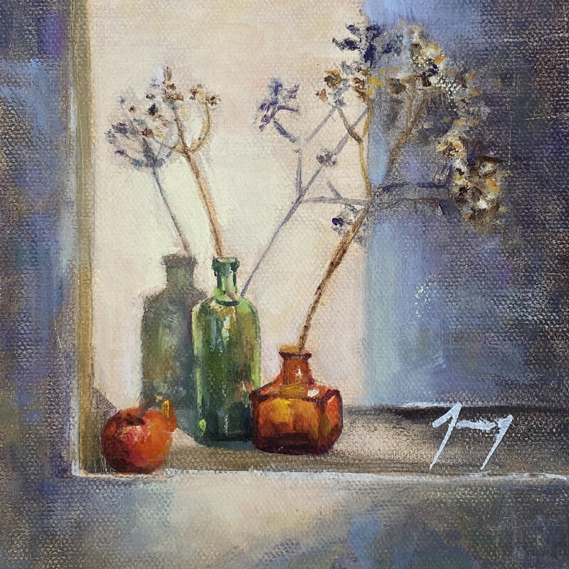 Painting Recoin de lumière by Jung François | Painting Figurative Still-life Oil