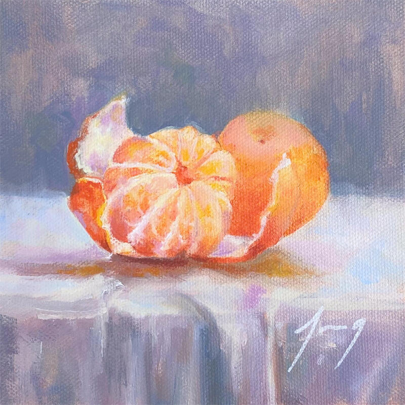 Painting Clémentine by Jung François | Painting Figurative Still-life Oil