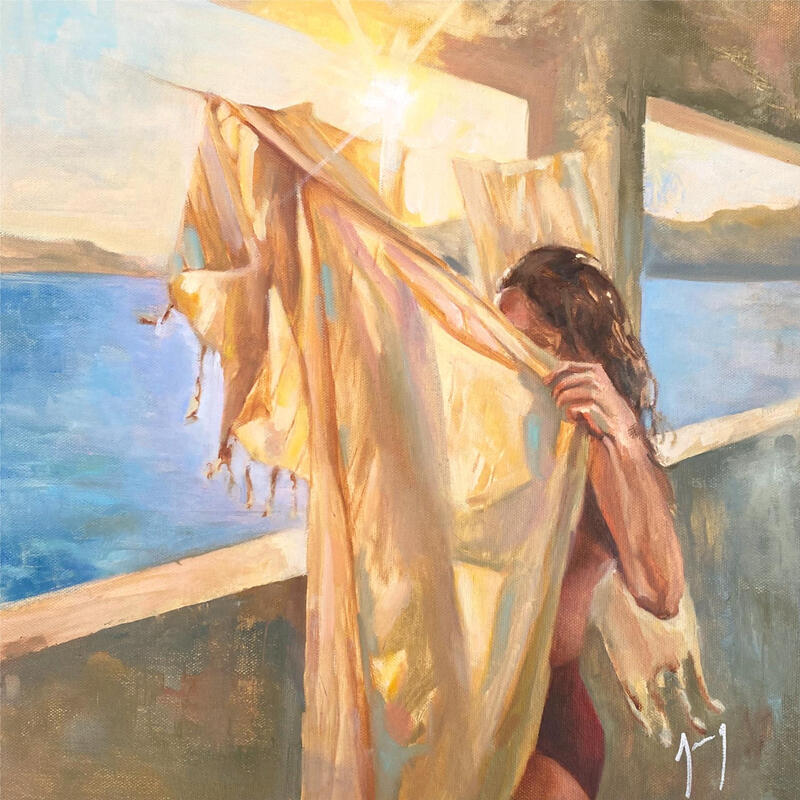 Painting Après la plage by Jung François | Painting Figurative Oil