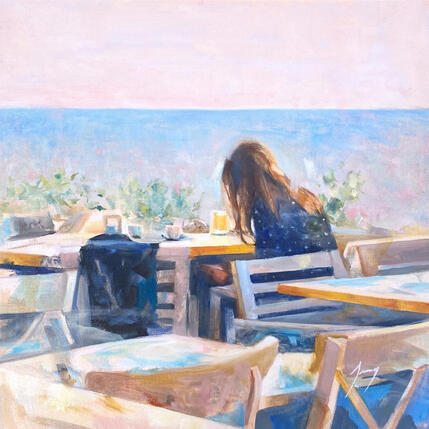 Painting Tranquilité du bord de mer by Jung François | Painting Figurative Oil Life style, Portrait