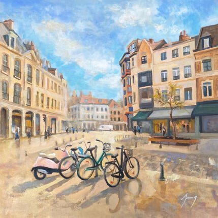 Painting Place du lion d'or by Jung François | Painting Figurative Oil Urban