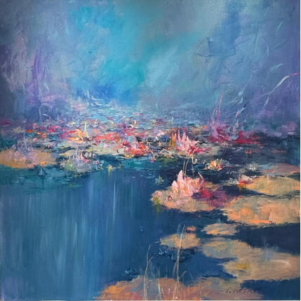 Painting Into the blue dream by Petras Ivica | Painting Figurative Oil Landscapes