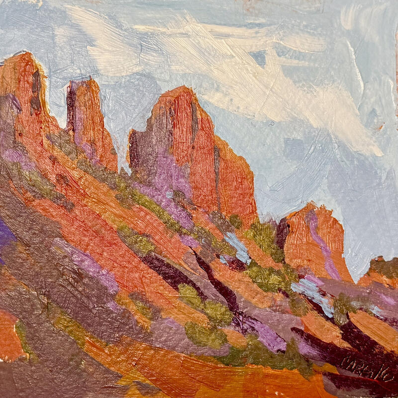 Painting Hikers Paradise by Carrillo Cindy | Painting Figurative Landscapes Oil