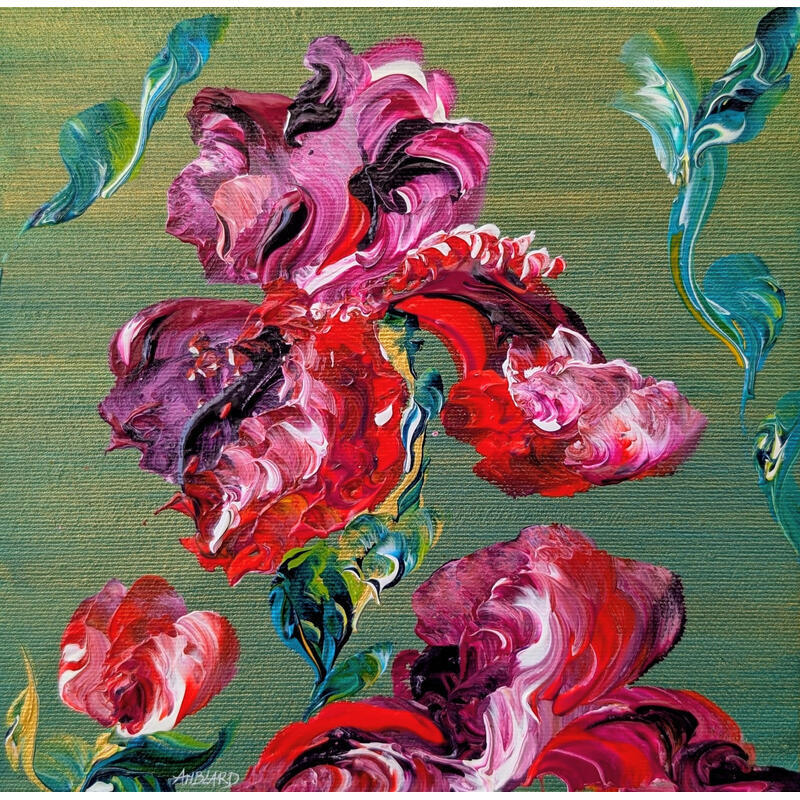 Painting Iris rouge et violet by Amblard Florence | Painting Impressionism Landscapes Nature Acrylic