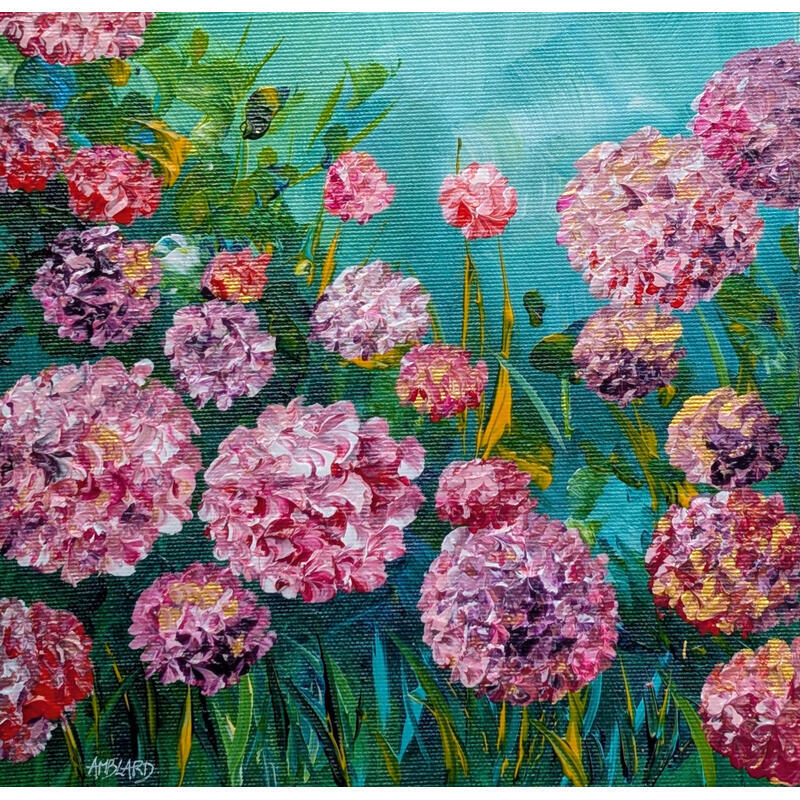Painting Jolis hortensias by Amblard Florence | Painting Impressionism Landscapes Nature Acrylic