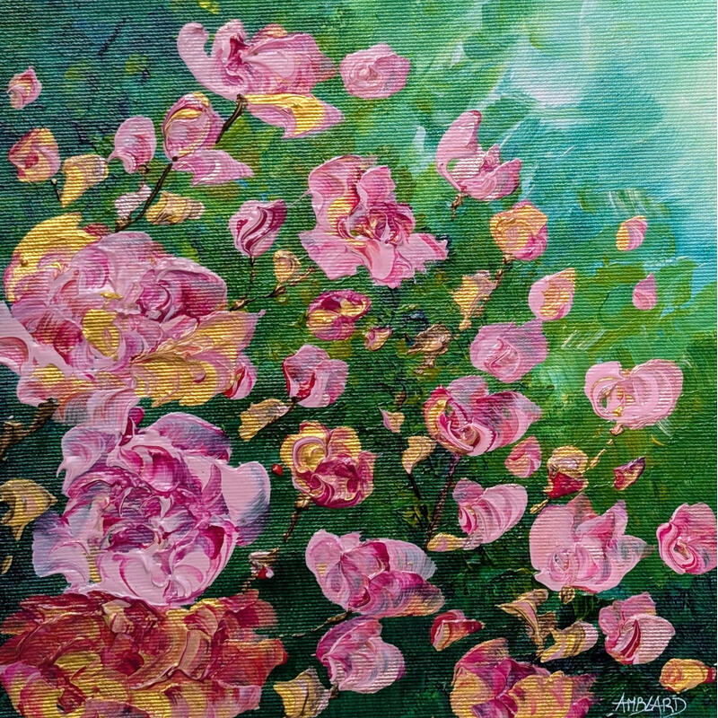 Painting Eclosion de roses by Amblard Florence | Painting Impressionism Landscapes Nature Acrylic