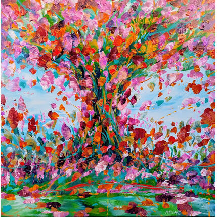 Painting L'arbre aux mille pétales by Amblard Florence | Painting Impressionism Acrylic Landscapes, Nature