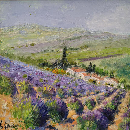 Peinture Lavandes vers Dieulefit par Sannier Daniel | Tableau Impressionnisme Huile Paysages