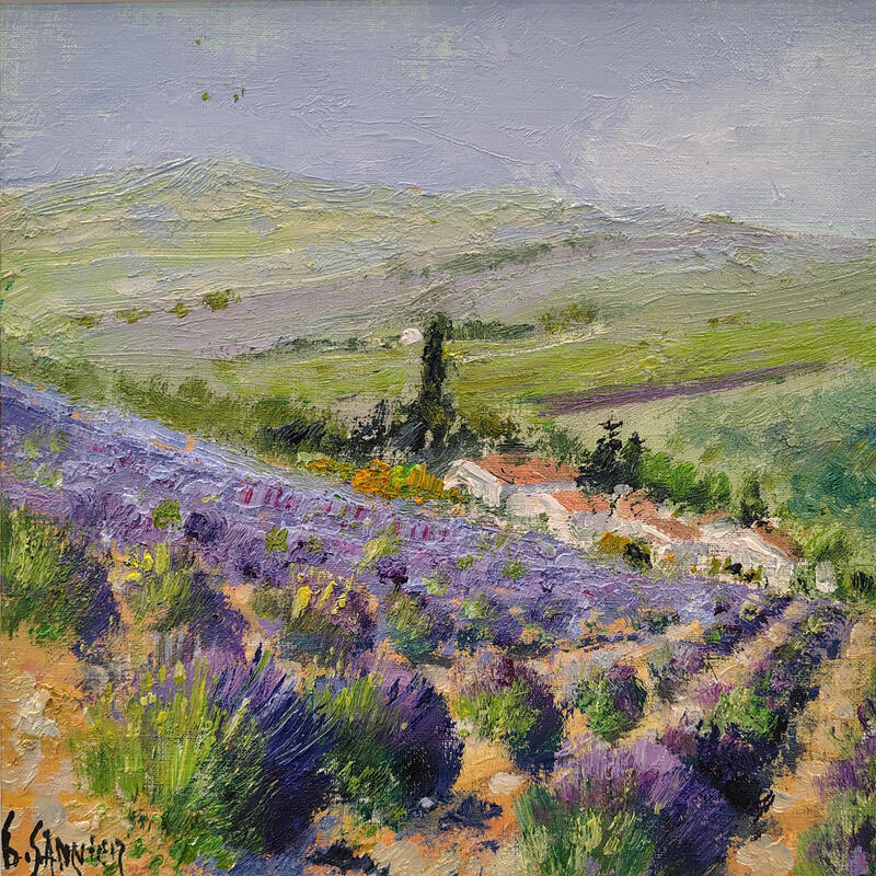 Peinture Lavandes vers Dieulefit par Sannier Daniel | Tableau Impressionnisme Paysages Huile