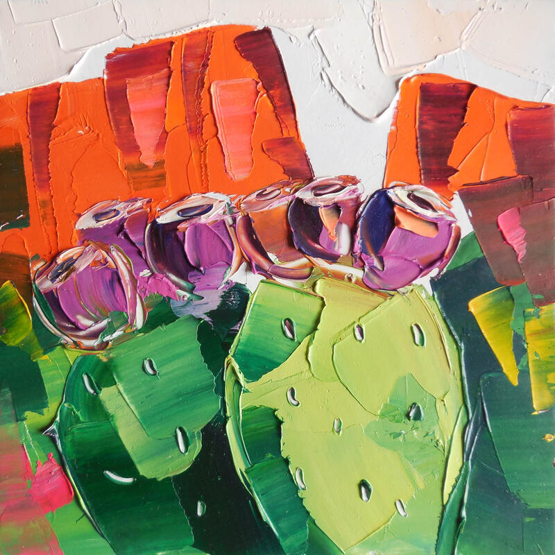 Painting Cactus Fruit by Lunetskaya Elena | Painting Figurative Landscapes Nature Oil
