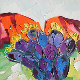 Painting Purple Prickly Pear by Lunetskaya Elena | Painting