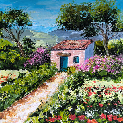 Peinture Cabanon provençal. par Rey Ewa | Tableau Figuratif Acrylique Paysages