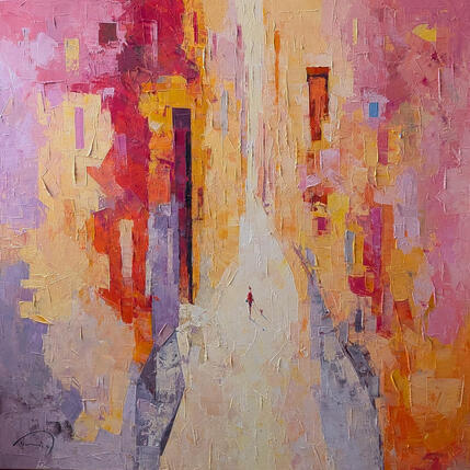 Painting Capvespre by Tomàs | Painting Abstract Oil Life style, Society, Urban