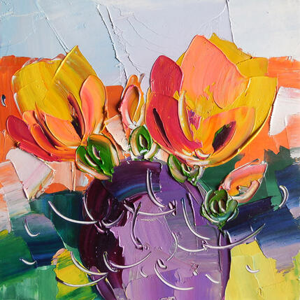 Painting Santa Rita Prickly Pear by Lunetskaya Elena | Painting Figurative Oil Landscapes, Minimalist, Nature