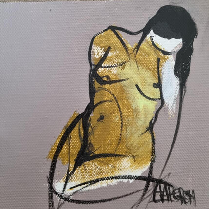 Painting Vert taupe by Chaperon Martine | Painting Figurative Acrylic Nude