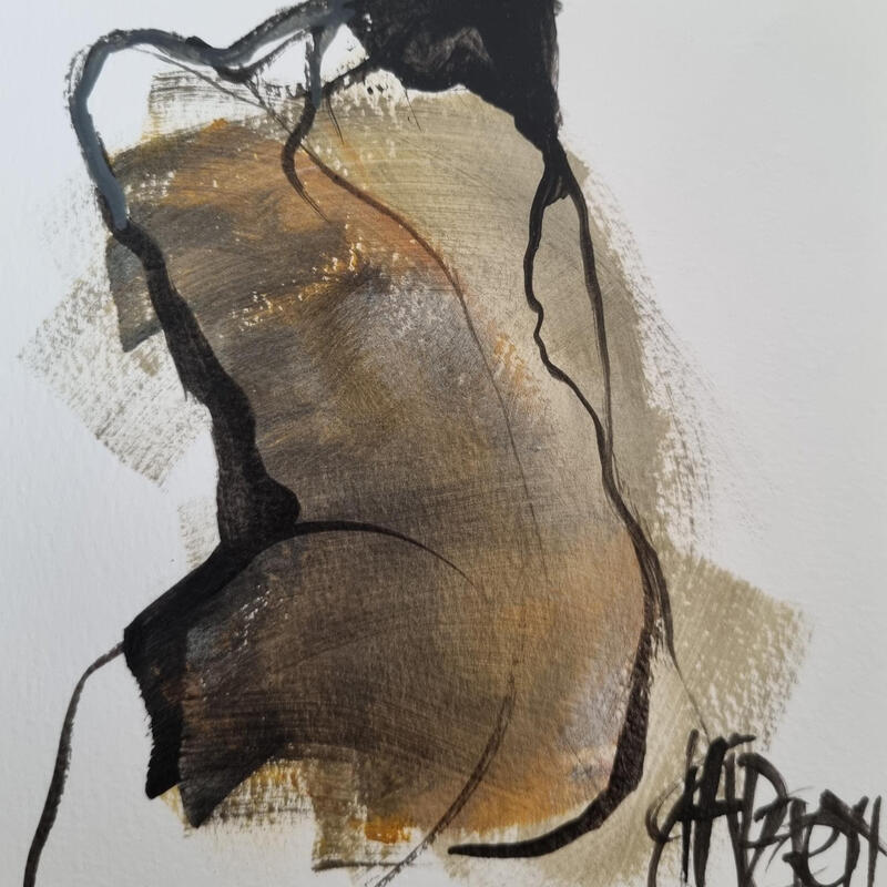 Painting Notes d'argent 3 by Chaperon Martine | Painting Figurative Nude Acrylic