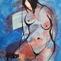 Painting Azur 1 by Chaperon Martine | Painting Figurative Acrylic Nude, Pop icons