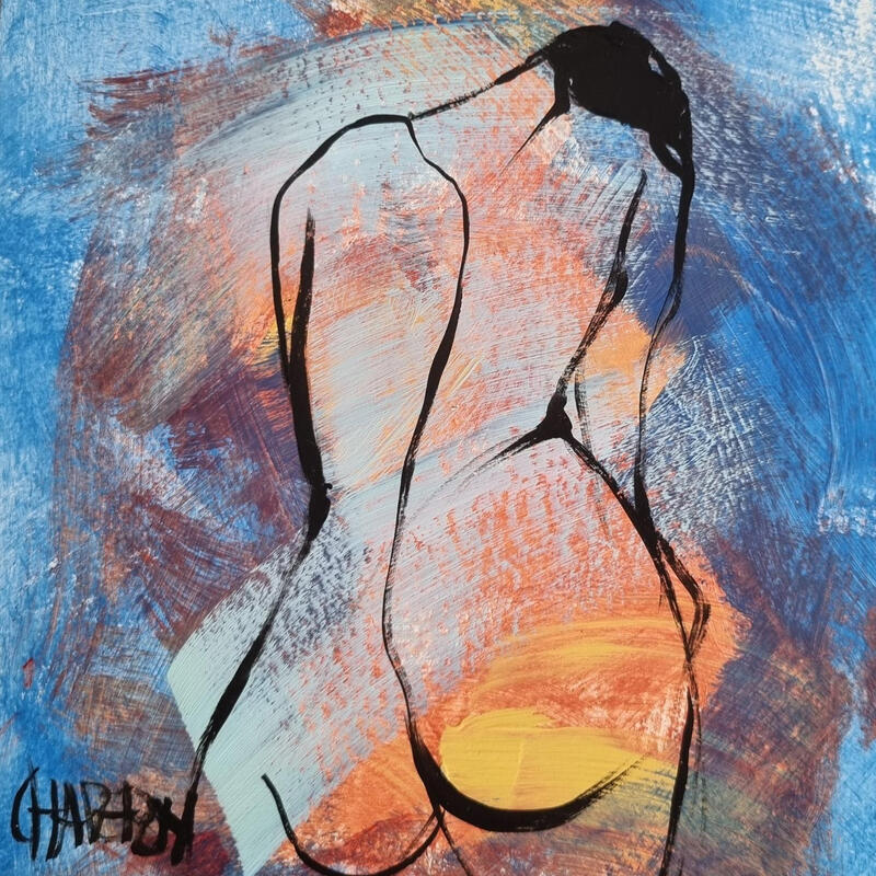 Painting Azur 2 by Chaperon Martine | Painting Figurative Nude Acrylic