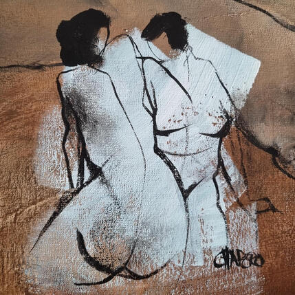 Painting Toi et moi by Chaperon Martine | Painting Figurative Acrylic Nude, Pop icons