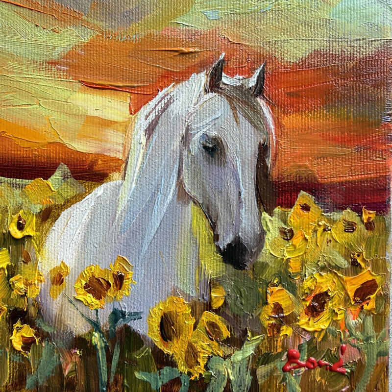 Painting Among the Endless Fields by Bond Tetiana | Painting Figurative Oil