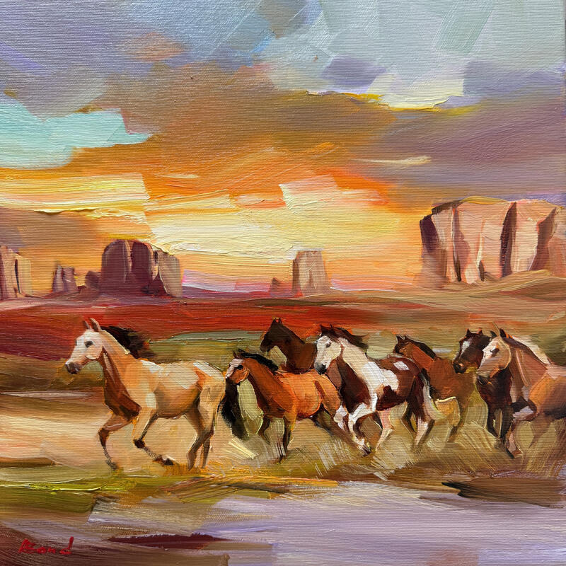 Painting Running Toward the Sun by Bond Tetiana | Painting Figurative Oil