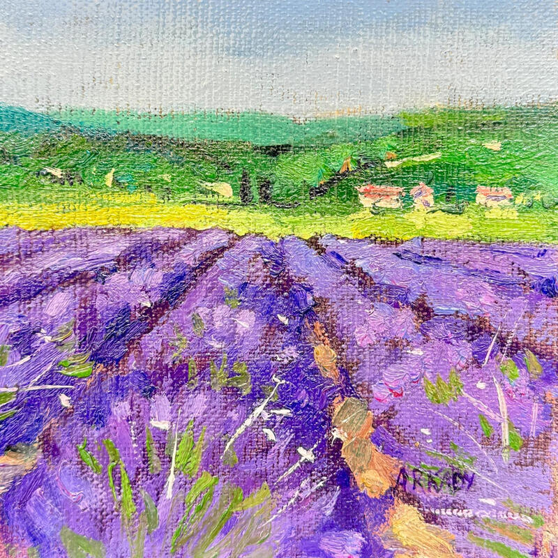 Pintura Champ de lavande por Arkady | Pintura Figurativo Aceite