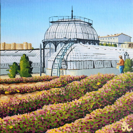 Peinture Serres Municipales par Casteran Florian | Tableau Figuratif Huile Architecture, Nature, Scènes de vie