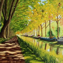 Painting Canal du Midi - Chaleur estivale by Casteran Florian | Painting
