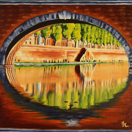 Painting Coucher de Soleil sur les berges by Casteran Florian | Painting
