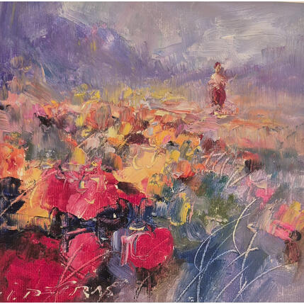 Painting lost in flowers by Petras Ivica | Painting Figurative Oil Landscapes, Pop icons