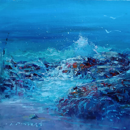 Painting Sea Foam  by Petras Ivica | Painting Figurative Oil Landscapes