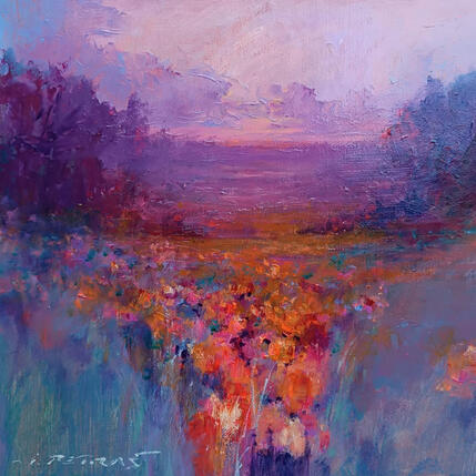 Painting Purple Horizon by Petras Ivica | Painting Figurative Oil Landscapes