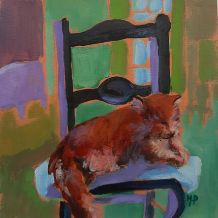 Peinture Sa majesté le chat par Molénat-Ponté | Tableau Impressionnisme Acrylique Animaux, Scènes de vie